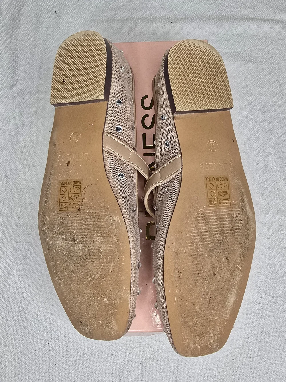 Berness Rhinestone Mary Jane Flats – Nude – Size 9